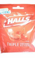 Halls Cherry Triple Soothing Action Advance Formula Cough Drops for Fast Relief.Freshlock Bag