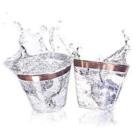 9 Oz Rose Gold Plastic Cups. 50 Pack Rose Gold Rim Premium Disposable Clear Plastic Cups. Party Supplies Plastic Tumblers For Wedding, Bridal Shower, Gender Reveal, Birthday & Bachelorette Party.
