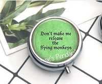 Don't Make me Release The Flying Monkeys Compact 3 Compartment Medicine Case, Pill Box for Pocket or Purse Pill Box Decorative Pill Case with Gift Box