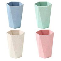NUANNUAN 4 Pieces Thick Wheat Straw Rhombus Cup Brushing Cup Household Couple Toothbrush Cup Wheat Incense Cup