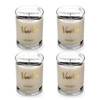 LUNA CANDLE CO. Warm, Vanilla Scented Jar Candle, 11oz. Glass, Natural Soy Wax, Long Burning Up to 110 Hours of Burn Time, Aromatherapy, Handcrafted in The USA (4 Pack)