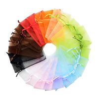 MOOCA 48Pcs Organza Gift Bags with Drawstring (2 3/4 x 3 Inches, Mixed Color)