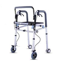 WALKER'S Elderly Folding Four-Wheel Brake, Adjustable Height, Aluminum Alloy Push Chair Portable Walking Frame, Mobile Assisted Walking Device Suitable for Disabled People