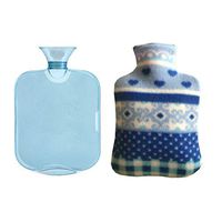 2 Liters Hot Water Bottle with Soft Cover, Pain Relief (Blue)