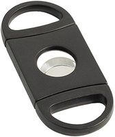 Bey-Berk C107 Black Oval ABS Plastic Guillotine Cigar Cutter with Leather Pouch, One Size,