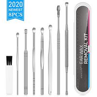 Ear Wax Removal Kit, 8-in-1 Ear Pick Tools Curette Cleaner Reusable Ear Cleaner, Medical Grade Stainless Steel Ear Wax Remover with Storage Box, Silver