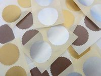 Minilabel Matt Gold, Matt Silver & Bronze, 50mm Serrated Edge , Certificate Wafer Company Seal Labels , Stickers For Embossing , Legal & Awards