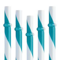 Dakoufish 12 Piece 9 Inch Reusable Plastic Thick Drinking Straws BPA Free Mason Jar Straws Big Stripe（Teal）