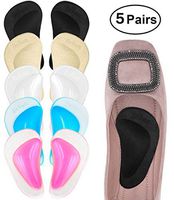 Dr. Foot Plantar Fasciitis Arch Support Shoe Insoles 5 Pairs, Thicken Gel Arch Pads for Flat Feet - Self-Adhesive Arch Cushions Inserts for Men and Women (Clear+Black+Beige+Pink+Blue)