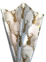 Printed Tissue Paper for Gift Wrapping with Design (Golden Deer), 24 Large Sheets (20x30)