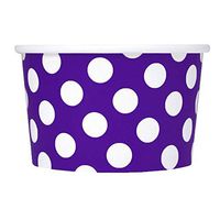 [50 Count] Purple Paper Ice Cream Cups - 4 oz Polka Dot Dessert Bowls - Comes In Many Colors & Sizes! Frozen Dessert Supplies