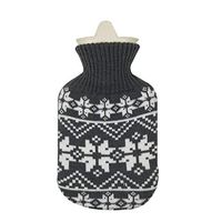 Hot Water Bag with Knit Cover-Water Injection Hot Water Bottle Winter Plush Portable Warm Water Bag for Birthday, Christmas, Valentine's Day, Gift Exchange Party (21x12cm, O)