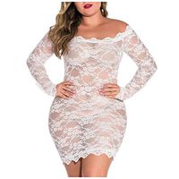 Womens Plus Size Sexy Lingerie Chemise Floral Lace Babydoll See Through Bodysuit Lingerie