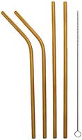 4 Pcs Stainless Steel Drinking Straws, FDA Approved Straws Reusable,8.5" x 0.24" for 20oz Tumblers Rumblers (Gold)