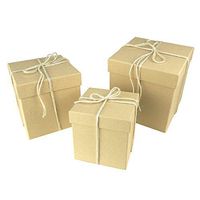 Homeford Holiday Square Natural Nested Gift Boxes, 5, 6 and 7-Inch, 3-Piece