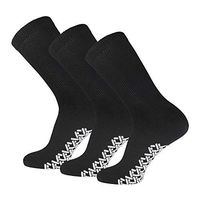 3 Pairs of Non-Skid Diabetic Crew Socks, Non Binding Top Therapeutic Cotton Gripper Socks (Black, Size: 9-11)