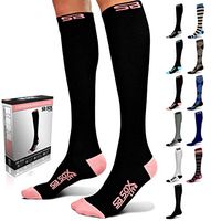 SB SOX Lite Compression Socks (15-20mmHg) for Men & Women - BEST Socks for Running, Medical, Athletic, Varicose Veins, Travel, Pregnancy, Shin Splints, Nursing. (Black/Pink, L/XL)