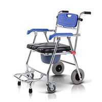 L&QQ Multiple Function Commode Chair with Wheel, Portable Toilet Seat Folding Bathroom Shower Transport Wheelchair Detachable Bucket