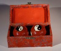 Japanbargain S-3580, Chinese Health Stress Relieve Hand Exercise Baoding Balls, Red Taichi