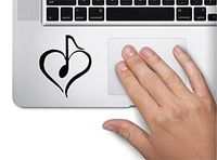 Heart with Music Note Symbol Decal Funny Laptop Skin MacBook Trackpad Keypad Sticker Window, Decal Sticker Vinyl Car Home Truck Window Laptop