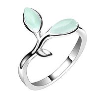 Meolin Green Opal Leaves Buds Open Ring For Women Jewelry