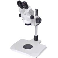 Omano OM2300S-V3-7.5X-45X - Binocular - Zoom Stereo Inspection Microscope - Ergonomic Stainless Steel Pole Stand - LED Ring Light