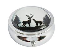 Halulu Deer Custom Fashion Round Glass Pill Case 2.1 Inch Tablet Holder Storage Bag Wallet