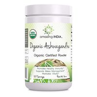 Amazing India USDA Certified Organic Ashwagandha Powder (Non-GMO,Gluten Free) 16 oz - Raw, Vegan- Gluten-Free, Plant-Based Nutrition – Promotes Cardiovascular Health, Immune Function, Relaxation