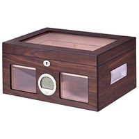 GJH One 50-100 Cigar Humidor Storage Box Lockable Desktop Glasstop Humidifier Hygrometer 15’’×10.2’’×7.1’’