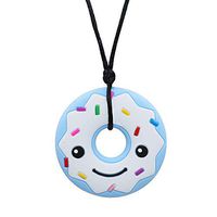 Sensory Chew Necklace for Boys and Girls - Oral Motor Aids Silicone Chewy Pendant Jewelry for Autism ADHD SPD Teething Biting with Special Needs Kids Adults - Donut Chewies Toys