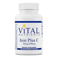 Vital Nutrients - Iron Plus C (20 mg/200 mg) - Supports Healthy Cognition and Energy Levels For Women and Men - 100 Capsules per Bottle