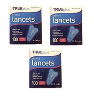 TruePlus Sterile Lancets, 28 Guage, 3 Boxes of 100 (300 Total)