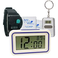 TrueDio Talking Low Vision Kit - Includes Talking Keychain and Talking Watch - with Additional Third Low Vision Item (Curve Clock, Big Button Clock, or Digital Alarm Clock) (w/Talking Digital Clock)