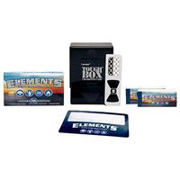 Elements Rolling Papers 300 with Elements Wide Roll Up Tips (2 Packs), Magnifying Scoop Card, Laramie Tough Cigarette Case, and Hippie Butler Grinder Card – 6 Items – Bundle