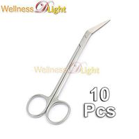 WDL 10 PCS Kelly Scissors Angled Sharp Point END Ring Handle Stainless Steel Dental Instruments
