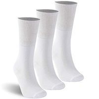 KitNSox Mens Diabetic Crew Socks Womens Mid-Calf Large Feet Daily Big and Tall Comfort Diabetes Extra Wide Socks 3 Pack White XL