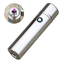 Revolutionary Flameless Plasma Beam Lighter - Rechargeable - Windproof - Splashproof - Redesigned - Pipes - Bowls - Cigars - Butane/Chemical Free (Silver)