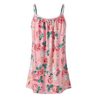 Jophufed Women Summer Casual Flowy Sleeveless Camisole Tank Tops Pink