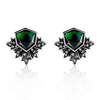Vintage Rhinestone Green Jewelry Gem Earrings Crystal Wing Stud