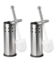 Elaine Karen Deluxe 2 pc Vented Toilet Brush and Holder - 2 pc Set - Stainless