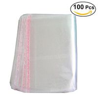 OUNONA Clear Cello Bags Self Adhesive Cellophane Bag Grip Peel Seal Bag 100pcs