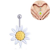 Daisy Flower Dangle Belly Button Rings Navel Rings Body Piercing Navels Jewelry Womans Jewerly Trendy Accessories Women Elegant Cheap Styling | color - White