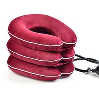 Glumlly Inflatable Traction Pillow Dutch Velvet Fabric,Air Neck Therapy Nice Appearance,- Relief for Chronic Neck & Shoulder Pain - Spine Alignment - Adjustable Neck Collar,A