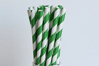 Green Striped Paper Straws (50)