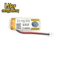 BIHUADE 3.7V 801530 400mAh Jst Ph1.0 Connector Plug Lithium Polymer Li-Po Battery Lithium Ion Polymer Rechargeable Battery for MP4 GPS MP3 Bluetooth Stereo DIY Gift (801530)