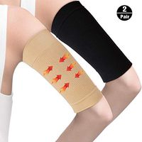 2 Pairs Arm Slimming Shaper Arm Compression Wrap Sleeve for Women Weight Loss Upper Arm Shaper Helps Lose Arm Fat Toneup Arm Shaping Sleeves for Beauty Women (Black+Beige)
