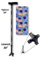 Walking Cane Adjustable T Handle with Footed Cane Tip Dragonfly Design