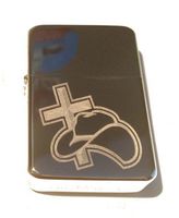 Vector KGM Thunderbird Custom Lighter - Cowboy HAT with Christian Jesus Cross Logo Silver High Polish Chrome Rare!
