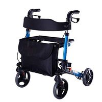 Standard Walkers Walker Four-Wheel Shopping Cart Multi-Function Folding Wheelchair Elderly Hand Brake Walker/Safety (Color : Blue, Size : 7566cm)