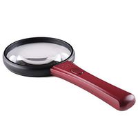 Magnifiers Handheld Magnifying Glass With LED Lights Children Old People Reading HD Repair Magnifying Mirror 12X Auxiliary Mirror Optical Glass Lens,Red-6X